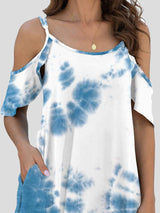 Tie-Dye Casual Off The Shoulder Ruffle Pocket Dress - Mini Dresses - INS | Online Fashion Free Shipping Clothing, Dresses, Tops, Shoes - 03/07/2021 - 10-20 - Category_Mini Dresses