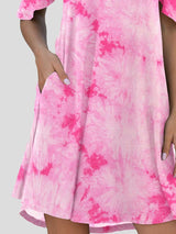 Tie-Dye Casual Off The Shoulder Ruffle Pocket Dress - Mini Dresses - INS | Online Fashion Free Shipping Clothing, Dresses, Tops, Shoes - 03/07/2021 - 10-20 - Category_Mini Dresses