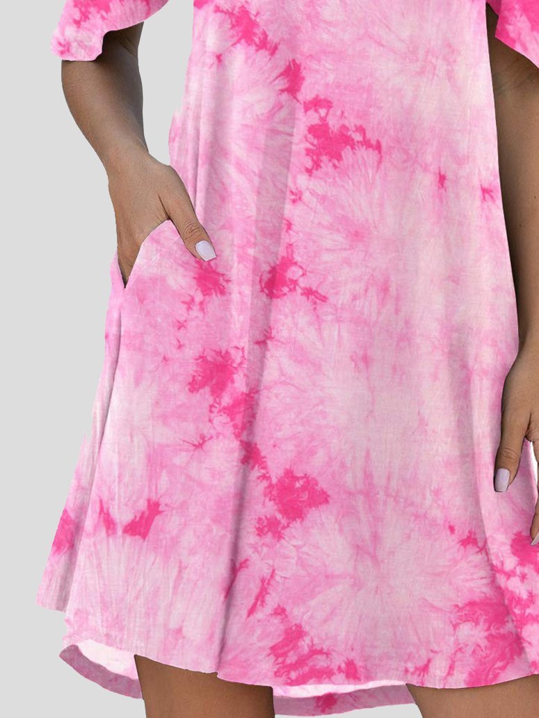 Tie-Dye Casual Off The Shoulder Ruffle Pocket Dress - Mini Dresses - INS | Online Fashion Free Shipping Clothing, Dresses, Tops, Shoes - 03/07/2021 - 10-20 - Category_Mini Dresses