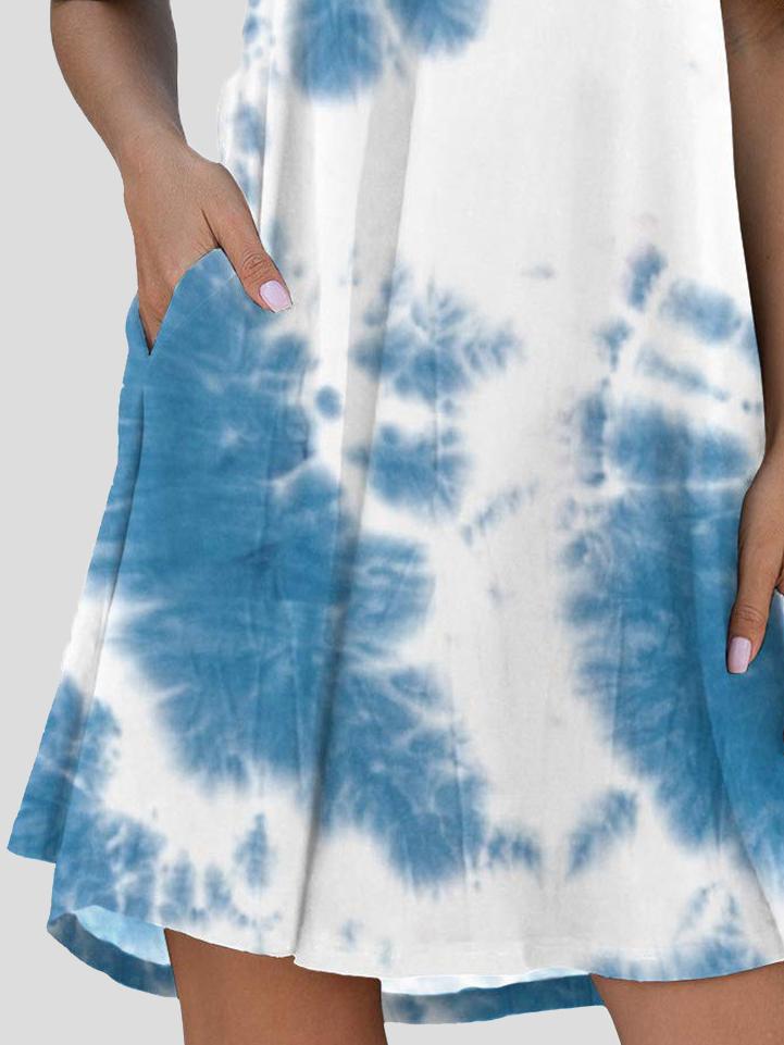 Tie-Dye Casual Off The Shoulder Ruffle Pocket Dress - Mini Dresses - INS | Online Fashion Free Shipping Clothing, Dresses, Tops, Shoes - 03/07/2021 - 10-20 - Category_Mini Dresses