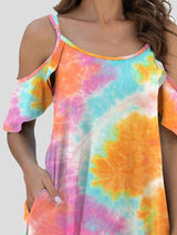 Tie-Dye Casual Off The Shoulder Ruffle Pocket Dress - Mini Dresses - INS | Online Fashion Free Shipping Clothing, Dresses, Tops, Shoes - 03/07/2021 - 10-20 - Category_Mini Dresses