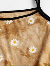 Tie Dye Daisy Ringer Cami Romper - INS | Online Fashion Free Shipping Clothing, Dresses, Tops, Shoes