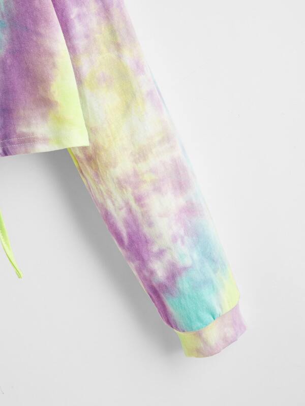 Tie Dye Drawstring Drop Shoulder Hoodie - INS | Online Fashion Free Shipping Clothing, Dresses, Tops, Shoes