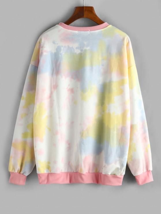 Tie Dye Funny Cat Oversized Drop Shoulder Sweatshirt - INS | Online Fashion Free Shipping Clothing, Dresses, Tops, Shoes