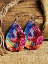 Tie Dye Leather Water Drop Earrings - INS | Online Fashion Free Shipping Clothing, Dresses, Tops, Shoes