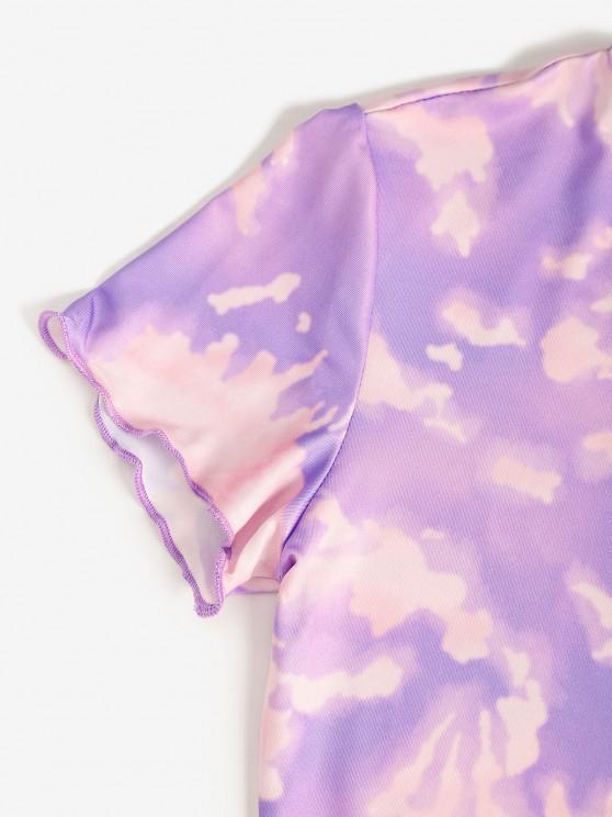 Tie Dye Lettuce-trim Slinky Two Piece Dress - INS | Online Fashion Free Shipping Clothing, Dresses, Tops, Shoes