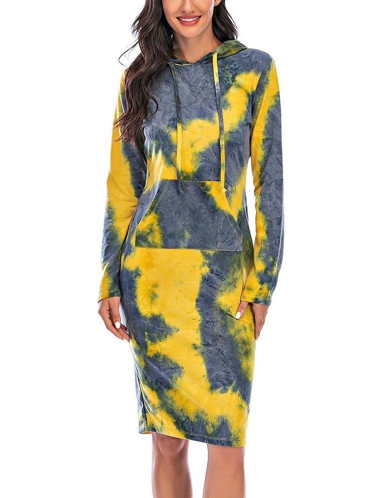 Tie Dye Long Hoodie Dress - Loungewear - INS | Online Fashion Free Shipping Clothing, Dresses, Tops, Shoes - 2XL - 3XL - Bodycon Dresses