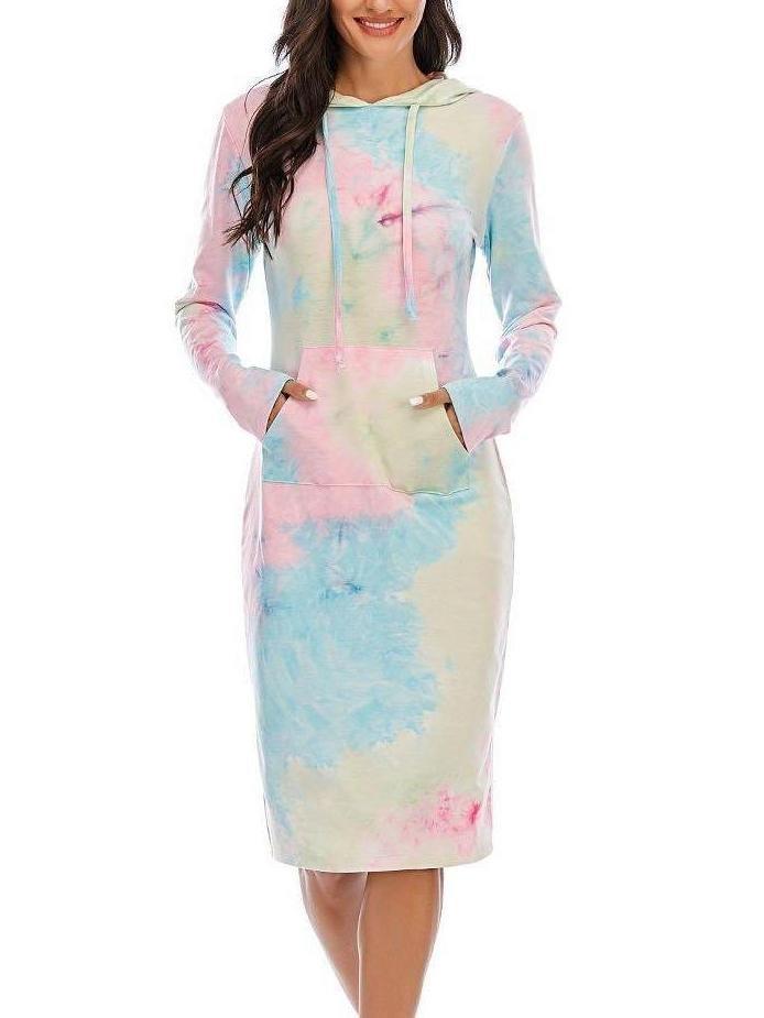 Tie Dye Long Hoodie Dress - Loungewear - INS | Online Fashion Free Shipping Clothing, Dresses, Tops, Shoes - 2XL - 3XL - Bodycon Dresses