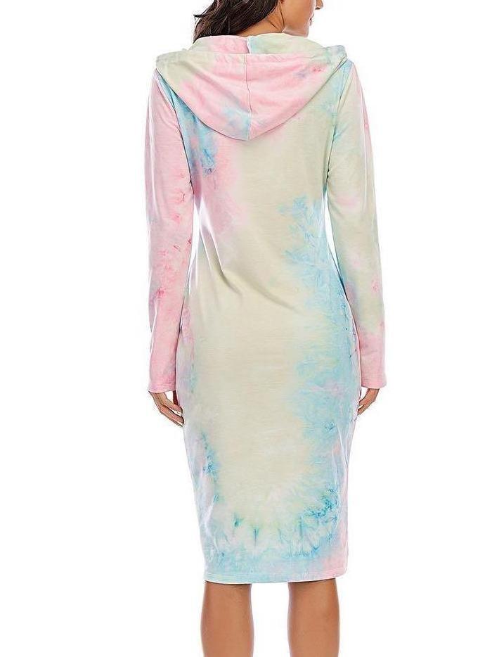 Tie Dye Long Hoodie Dress - Loungewear - INS | Online Fashion Free Shipping Clothing, Dresses, Tops, Shoes - 2XL - 3XL - Bodycon Dresses