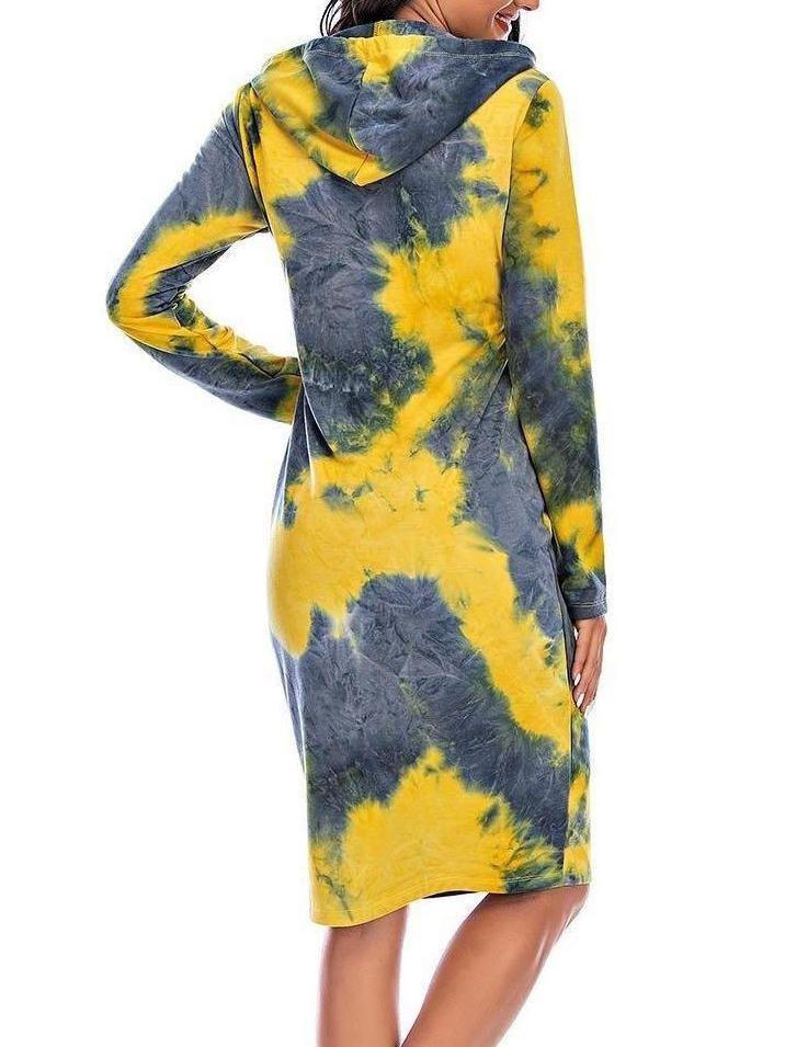 Tie Dye Long Hoodie Dress - Loungewear - INS | Online Fashion Free Shipping Clothing, Dresses, Tops, Shoes - 2XL - 3XL - Bodycon Dresses