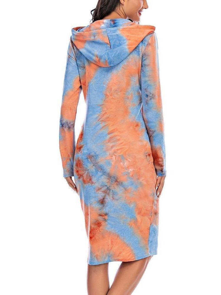 Tie Dye Long Hoodie Dress - Loungewear - INS | Online Fashion Free Shipping Clothing, Dresses, Tops, Shoes - 2XL - 3XL - Bodycon Dresses