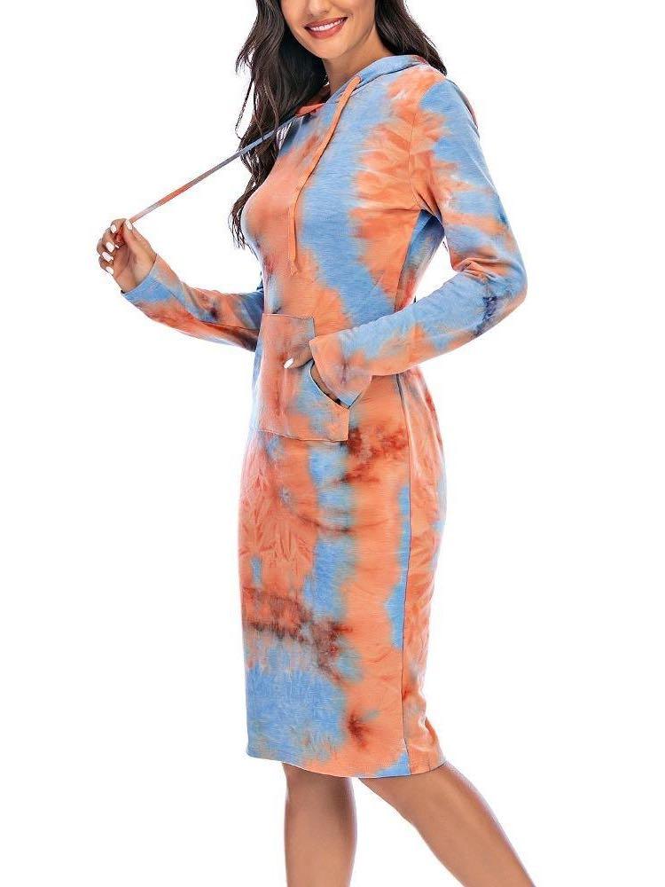 Tie Dye Long Hoodie Dress - Loungewear - INS | Online Fashion Free Shipping Clothing, Dresses, Tops, Shoes - 2XL - 3XL - Bodycon Dresses