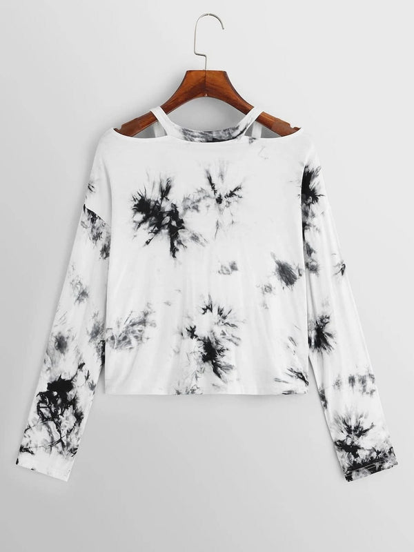 Tie-dye Long Sleeve Twist-Front Knotted Blouse - Blouse - INS | Online Fashion Free Shipping Clothing, Dresses, Tops, Shoes - 15/04/2021 - BLO210415203 - Blouses