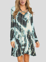 Tie-dye Long-sleeved Fashion Dress - Mini Dresses - INS | Online Fashion Free Shipping Clothing, Dresses, Tops, Shoes - 10-20 - 19/06/2021 - color-black