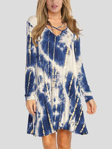 Tie-dye Long-sleeved Fashion Dress - Mini Dresses - INS | Online Fashion Free Shipping Clothing, Dresses, Tops, Shoes - 10-20 - 19/06/2021 - color-black