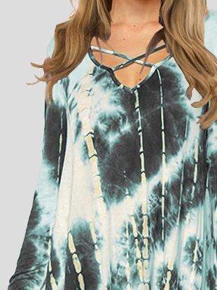 Tie-dye Long-sleeved Fashion Dress - Mini Dresses - INS | Online Fashion Free Shipping Clothing, Dresses, Tops, Shoes - 10-20 - 19/06/2021 - color-black