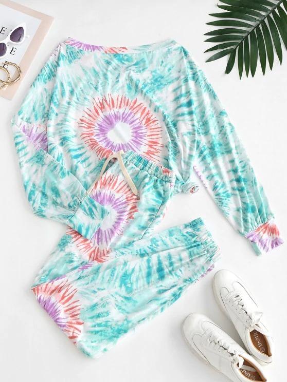 Tie Dye Lounge Sweat Two Piece Set - INS | Online Fashion Free Shipping Clothing, Dresses, Tops, Shoes