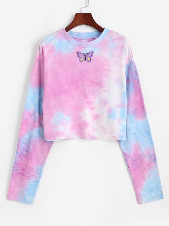 Tie Dye Print Butterfly Embroidered Sweatshirt - INS | Online Fashion Free Shipping Clothing, Dresses, Tops, Shoes