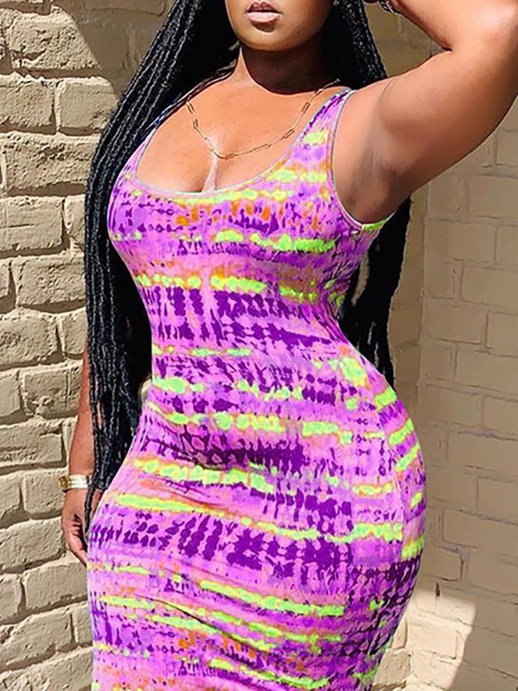 Tie Dye Print Crisscross Backless Sleeveless Maxi Dress - Maxi Dresses - INS | Online Fashion Free Shipping Clothing, Dresses, Tops, Shoes - 26/04/2021 - Color_Blue - Color_Purple