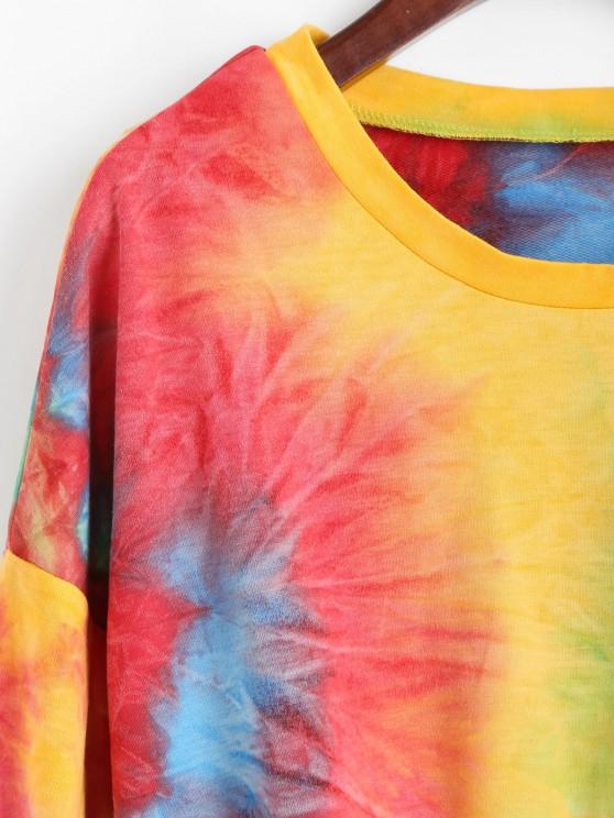 Tie Dye Print Drop Shoulder Cropped Sweatshirt - INS | Online Fashion Free Shipping Clothing, Dresses, Tops, Shoes