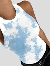 Tie-dye Print Round Neck Sleeveless Racer Top - Tank Tops - INS | Online Fashion Free Shipping Clothing, Dresses, Tops, Shoes - 02/07/2021 - 10-20 - color-blue