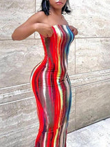 Tie-dye Print Stripe Strap Free Skinny Maxi Dress - Bodycon Dresses - INS | Online Fashion Free Shipping Clothing, Dresses, Tops, Shoes - 23/04/2021 - Bodycon Dresses - chiffon-dress