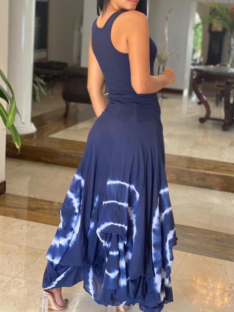 Tie Dye Print Thick Strap Maxi Dress - Maxi Dresses - INS | Online Fashion Free Shipping Clothing, Dresses, Tops, Shoes - 28/04/2021 - Category_Maxi Dresses - Color_Blue