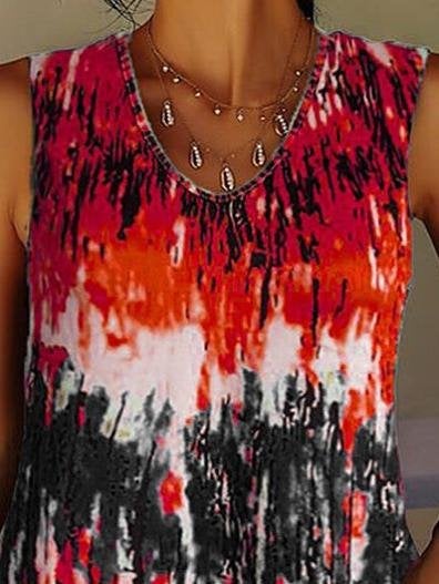 Tie-Dye Printed Crew Neck Sleeveless Tank Top - Tank Tops - INS | Online Fashion Free Shipping Clothing, Dresses, Tops, Shoes - 02/07/2021 - 10-20 - Category_Tank Tops