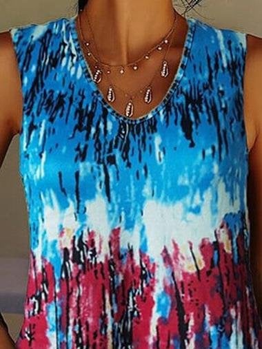 Tie-Dye Printed Crew Neck Sleeveless Tank Top - Tank Tops - INS | Online Fashion Free Shipping Clothing, Dresses, Tops, Shoes - 02/07/2021 - 10-20 - Category_Tank Tops