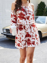 Tie-dye Printed Long-sleeved Casual Short Skirt - Mini Dresses - INS | Online Fashion Free Shipping Clothing, Dresses, Tops, Shoes - 17/06/2021 - 20-30 - color-red