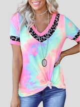 Tie-dye Printed Short-sleeved V-neck T-shirt - T-shirts - INS | Online Fashion Free Shipping Clothing, Dresses, Tops, Shoes - 10-20 - 22/06/2021 - color-multi