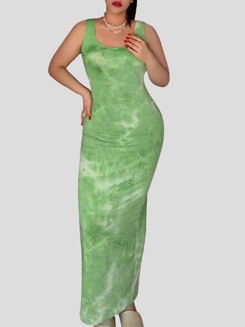 Tie-Dye Printed Sleeveless Simple Tight Dress - Maxi Dresses - INS | Online Fashion Free Shipping Clothing, Dresses, Tops, Shoes - 20-30 - 24/06/2021 - Category_Maxi Dresses