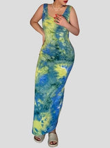 Tie-Dye Printed Sleeveless Simple Tight Dress - Maxi Dresses - INS | Online Fashion Free Shipping Clothing, Dresses, Tops, Shoes - 20-30 - 24/06/2021 - Category_Maxi Dresses