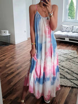 Tie-Dye Printed Sleeveless Suspender Dress - Maxi Dresses - INS | Online Fashion Free Shipping Clothing, Dresses, Tops, Shoes - 20-30 - 22/06/2021 - Category_Maxi Dresses