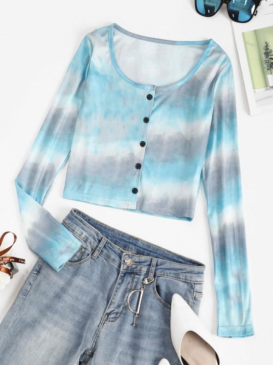 Tie Dye Rib-knit Crop Cardigan - INS | Online Fashion Free Shipping Clothing, Dresses, Tops, Shoes