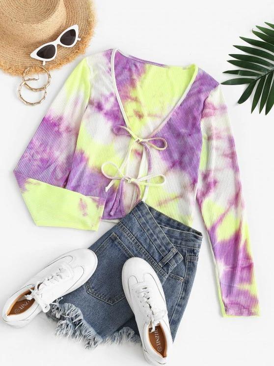 Tie Dye Ribbed Long Sleeve Top - INS | Online Fashion Free Shipping Clothing, Dresses, Tops, Shoes