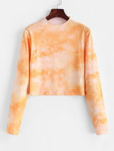 Tie Dye Ribbed Slim Long Sleeve Tee - INS | Online Fashion Free Shipping Clothing, Dresses, Tops, Shoes