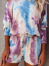 Tie Dye Short Sleeve Dawstring Loose Suit Sets - Sets - INS | Online Fashion Free Shipping Clothing, Dresses, Tops, Shoes - 02/19/2021 - 2 piece sets - 2XL