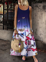 Tie-dye Sleeveless Butterfly Print Dress - Maxi Dresses - INS | Online Fashion Free Shipping Clothing, Dresses, Tops, Shoes - 05/07/2021 - 20-30 - color-blue