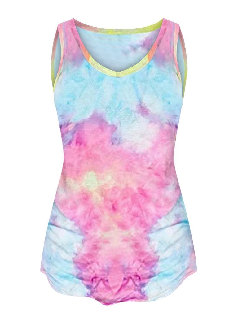 Tie-Dye Sleeveless V-Neck Tank Top - Tank Tops - INS | Online Fashion Free Shipping Clothing, Dresses, Tops, Shoes - 10-20 - 17/06/2021 - Category_Tank Tops