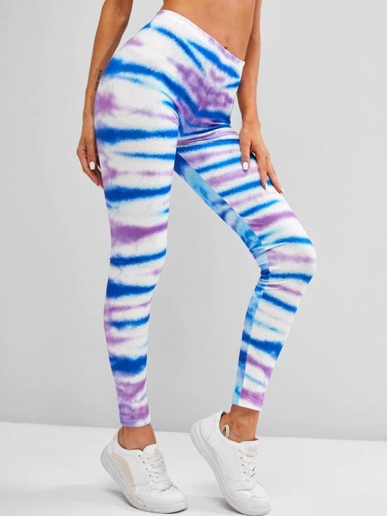 Tie Dye Stripes Skinny Leggings - INS | Online Fashion Free Shipping Clothing, Dresses, Tops, Shoes