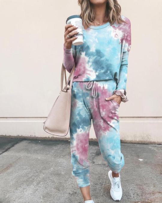 Tie Dye T-shirt Pants Homewear Two-piece - Sets - INS | Online Fashion Free Shipping Clothing, Dresses, Tops, Shoes - 02/18/2021 - 2 piece sets - 2XL