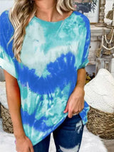 Tie-dye Twisted Loose Backless T-shirt - T-shirts - INS | Online Fashion Free Shipping Clothing, Dresses, Tops, Shoes - 13/07/2021 - 20-30 - color-blue