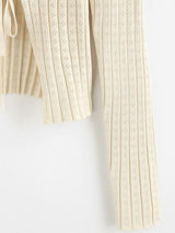 Tie Front Pointelle Knit Ribbed Cardigan - INS | Online Fashion Free Shipping Clothing, Dresses, Tops, Shoes