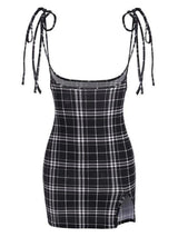 Tie Plaid Bodycon Suspender Skirt - INS | Online Fashion Free Shipping Clothing, Dresses, Tops, Shoes