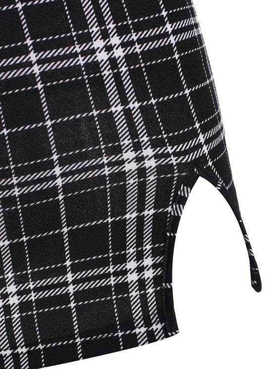 Tie Plaid Bodycon Suspender Skirt - INS | Online Fashion Free Shipping Clothing, Dresses, Tops, Shoes