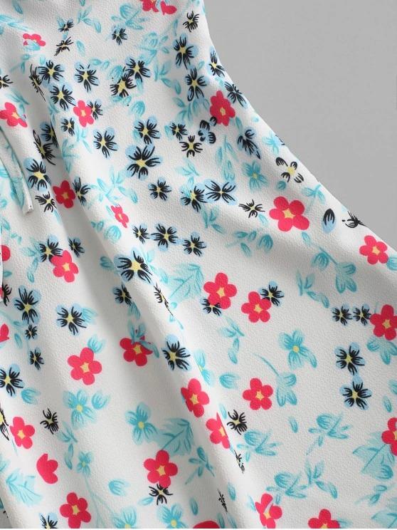 Tie Shoulder Cut Out Back Ditsy Floral Dress - INS | Online Fashion Free Shipping Clothing, Dresses, Tops, Shoes