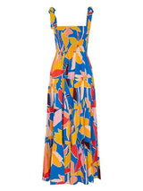 Tie Strap Bust Wrap Printing Long Dress - Maxi Dresses - INS | Online Fashion Free Shipping Clothing, Dresses, Tops, Shoes - 21/04/2021 - Color_Pink - Color_Yellow