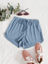 Tie Waist Rib-knit Track Shorts - INS | Online Fashion Free Shipping Clothing, Dresses, Tops, Shoes