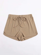 Tie Waist Rib-knit Track Shorts - INS | Online Fashion Free Shipping Clothing, Dresses, Tops, Shoes